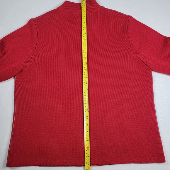 Pendleton Oregon Vintage Wool Leather Sweater Jacket Solid Red Zippered Size L - Picture 8 of 9